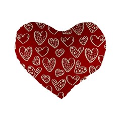 Vector Seamless Pattern Of Hearts With Valentine s Day Standard 16  Premium Heart Shape Cushions