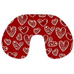 Vector Seamless Pattern Of Hearts With Valentine s Day Travel Neck Pillow by Wav3s