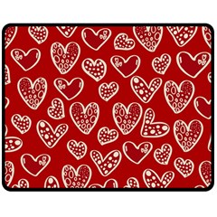 Vector Seamless Pattern Of Hearts With Valentine s Day Two Sides Fleece Blanket (medium) by Wav3s