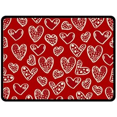 Vector Seamless Pattern Of Hearts With Valentine s Day Two Sides Fleece Blanket (large) by Wav3s