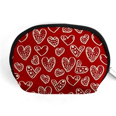 Vector Seamless Pattern Of Hearts With Valentine s Day Accessory Pouch (medium) by Wav3s