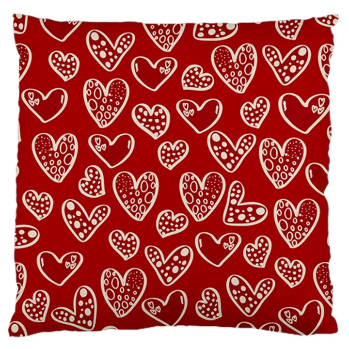 Vector Seamless Pattern Of Hearts With Valentine s Day Large Premium Plush Fleece Cushion Case (One Side)