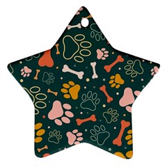 Dog Paw Colorful Fabrics Digitally Ornament (star) by Wav3s