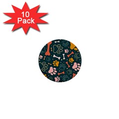 Dog Paw Colorful Fabrics Digitally 1  Mini Buttons (10 Pack)  by Wav3s