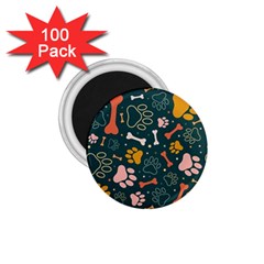 Dog Paw Colorful Fabrics Digitally 1 75  Magnets (100 Pack)  by Wav3s