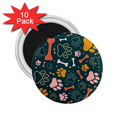 Dog Paw Colorful Fabrics Digitally 2 25  Magnets (10 Pack)  by Wav3s