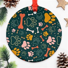 Dog Paw Colorful Fabrics Digitally Ornament (round) by Wav3s