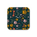 Dog Paw Colorful Fabrics Digitally Rubber Square Coaster (4 pack) Front