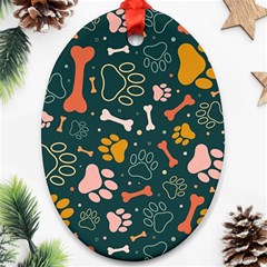 Dog Paw Colorful Fabrics Digitally Ornament (oval) by Wav3s