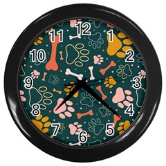 Dog Paw Colorful Fabrics Digitally Wall Clock (black) by Wav3s