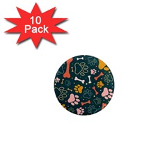 Dog Paw Colorful Fabrics Digitally 1  Mini Magnet (10 Pack)  by Wav3s