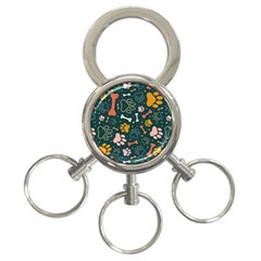 Dog Paw Colorful Fabrics Digitally 3-ring Key Chain by Wav3s