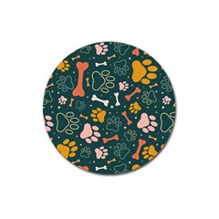 Dog Paw Colorful Fabrics Digitally Magnet 3  (round) by Wav3s