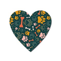 Dog Paw Colorful Fabrics Digitally Heart Magnet by Wav3s