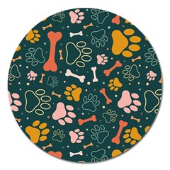 Dog Paw Colorful Fabrics Digitally Magnet 5  (round) by Wav3s