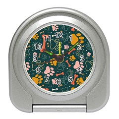 Dog Paw Colorful Fabrics Digitally Travel Alarm Clock by Wav3s