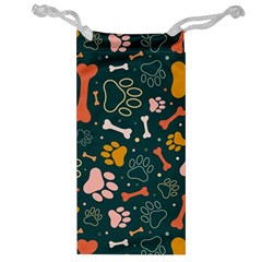 Dog Paw Colorful Fabrics Digitally Jewelry Bag by Wav3s