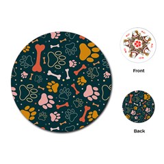 Dog Paw Colorful Fabrics Digitally Playing Cards Single Design (round)