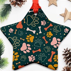 Dog Paw Colorful Fabrics Digitally Star Ornament (two Sides) by Wav3s