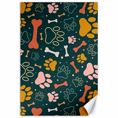 Dog Paw Colorful Fabrics Digitally Canvas 12  X 18  by Wav3s