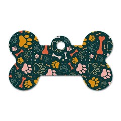 Dog Paw Colorful Fabrics Digitally Dog Tag Bone (one Side) by Wav3s