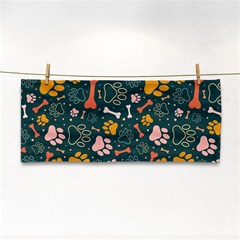 Dog Paw Colorful Fabrics Digitally Hand Towel by Wav3s