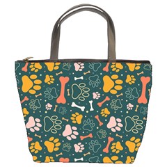 Dog Paw Colorful Fabrics Digitally Bucket Bag by Wav3s