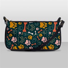 Dog Paw Colorful Fabrics Digitally Shoulder Clutch Bag by Wav3s