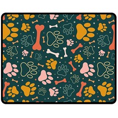 Dog Paw Colorful Fabrics Digitally Fleece Blanket (medium) by Wav3s