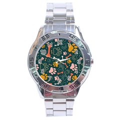 Dog Paw Colorful Fabrics Digitally Stainless Steel Analogue Watch by Wav3s