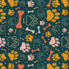 Dog Paw Colorful Fabrics Digitally Play Mat (rectangle) by Wav3s