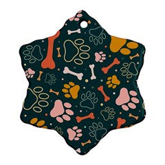 Dog Paw Colorful Fabrics Digitally Ornament (snowflake) by Wav3s