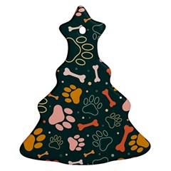 Dog Paw Colorful Fabrics Digitally Christmas Tree Ornament (two Sides)