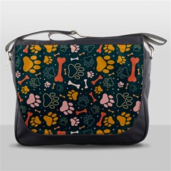 Dog Paw Colorful Fabrics Digitally Messenger Bag by Wav3s