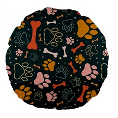 Dog Paw Colorful Fabrics Digitally Large 18  Premium Round Cushions by Wav3s