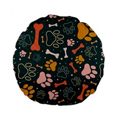 Dog Paw Colorful Fabrics Digitally Standard 15  Premium Round Cushions by Wav3s