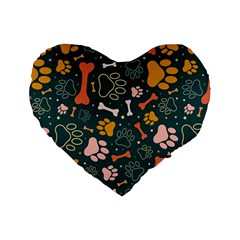 Dog Paw Colorful Fabrics Digitally Standard 16  Premium Heart Shape Cushions