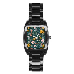 Dog Paw Colorful Fabrics Digitally Stainless Steel Barrel Watch by Wav3s