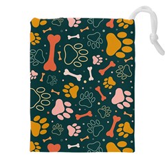 Dog Paw Colorful Fabrics Digitally Drawstring Pouch (5xl) by Wav3s