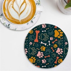 Dog Paw Colorful Fabrics Digitally Uv Print Round Tile Coaster by Wav3s