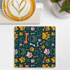 Dog Paw Colorful Fabrics Digitally Uv Print Square Tile Coaster  by Wav3s