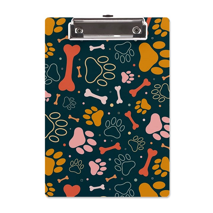 Dog Paw Colorful Fabrics Digitally A5 Acrylic Clipboard