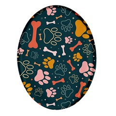 Dog Paw Colorful Fabrics Digitally Oval Glass Fridge Magnet (4 Pack) by Wav3s