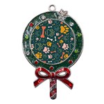 Dog Paw Colorful Fabrics Digitally Metal X Mas Lollipop with Crystal Ornament Front