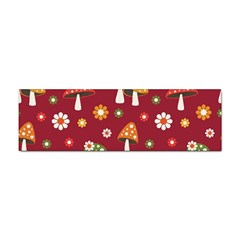 Woodland Mushroom And Daisy Seamless Pattern On Red Background Sticker Bumper (10 Pack) by Wav3s