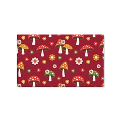 Woodland Mushroom And Daisy Seamless Pattern On Red Background Sticker Rectangular (100 Pack) by Wav3s