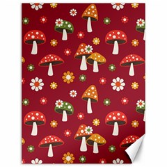 Woodland Mushroom And Daisy Seamless Pattern On Red Background Canvas 12  X 16  by Wav3s