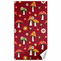 Woodland Mushroom And Daisy Seamless Pattern On Red Background Canvas 40  X 72 