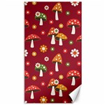 Woodland Mushroom And Daisy Seamless Pattern On Red Background Canvas 40  x 72  39.28 x69.23  Canvas - 1