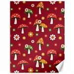 Woodland Mushroom And Daisy Seamless Pattern On Red Background Canvas 36  x 48  35.26 x46.15  Canvas - 1